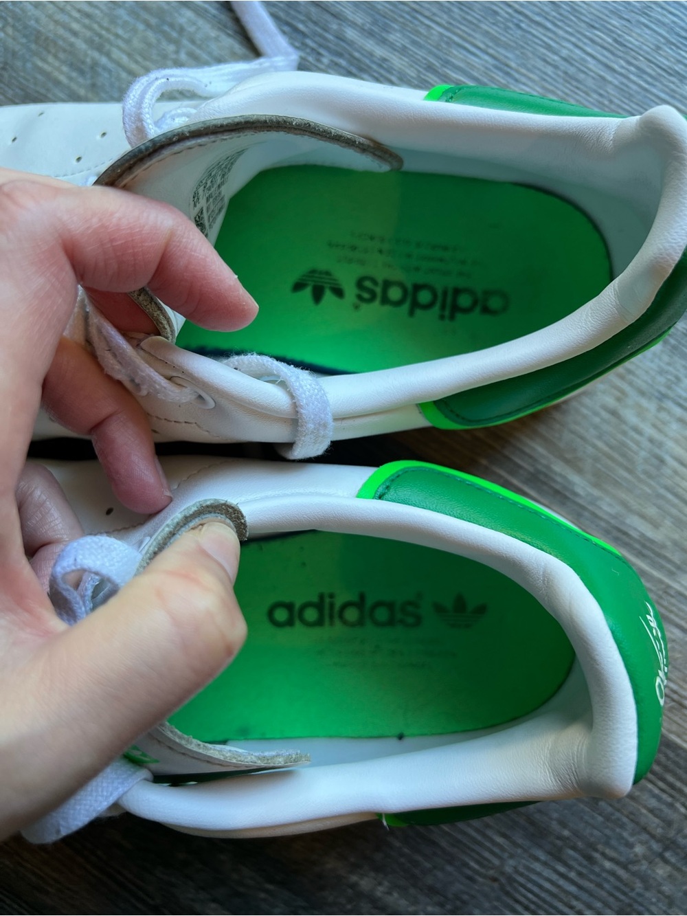 adidas Stan Smith White Sneakers with Green Insole and Gum Sole - Picture 7 of 8